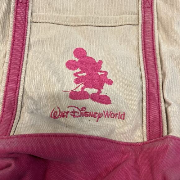 Vintage Walt Disney World | Mickey Mouse Canvas Tote Bag Pink Girl - Picture 4 of 7